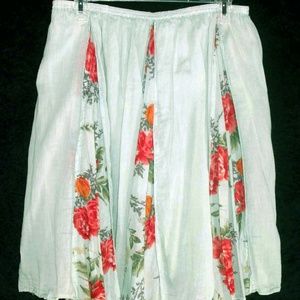 CATO skirt S Gauzy Cotton Elastic Waist Floral
